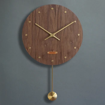 מוצר חדש סיני חדש שעון קיר אילם הסלון קוורץ שעון יצירתי אמנות שעון הביתה עץ, שעון קיר רטרו לצפות